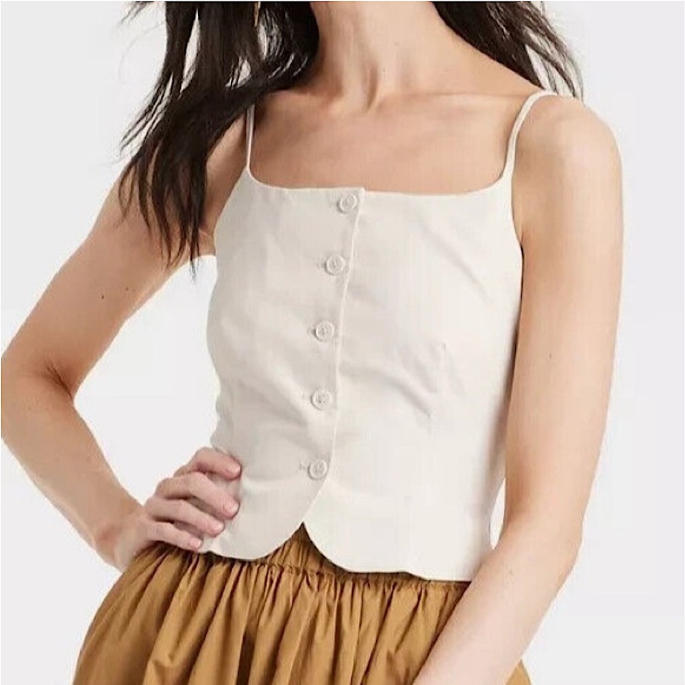 Women's Cream Button-Up Top